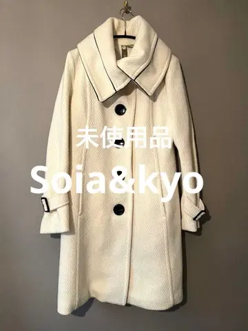 미사용 Soia&kyo 소이야&쿄 울 혼방 화이트 롱 코트 화이트