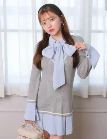 LIP SERVICE 셔츠 도킹 플리츠 원피스 그레이