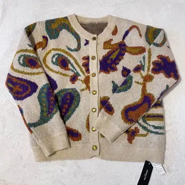 모헤어 터치 페이즐리 패턴 니트 가디건