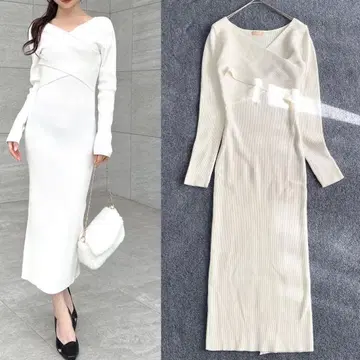 RESEXXY 리젝시 프론트 크로스 니트 원피스