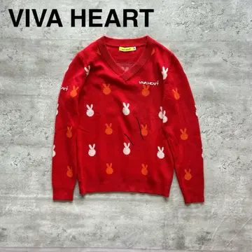 VIVA HEART 토끼 패턴 V넥 스웨터 40
