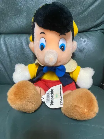 레트로 TDR 피노키오 봉제 인형 페이퍼 택 포함 도쿄 디즈니랜드
