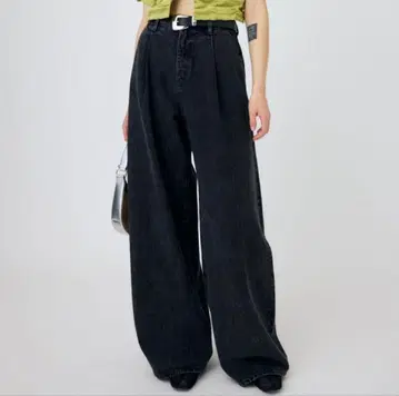 moussy 블랙 와이드 팬츠