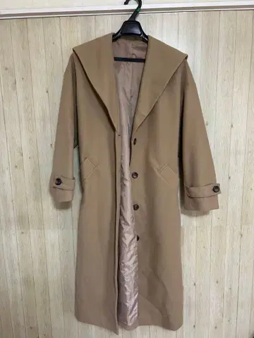 [ 아 핑키 ] 베이지 롱 코트 큰 옷깃
