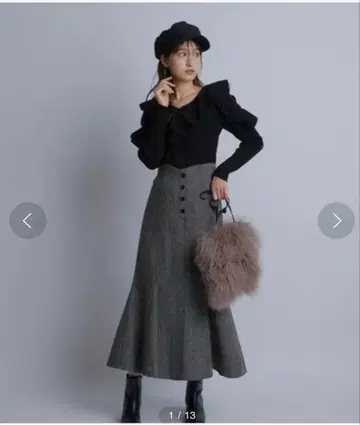 리랜드트루 트위드 머메이드 스커트 앱와이어리치 그릿티