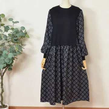 L~LL 빅 사이즈 이소재 도킹 서클 패턴 원피스 여성용