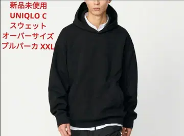 미사용 새상품 UNIQLO C 맨투맨 오버 사이즈 풀 후드티 XXL 블랙
