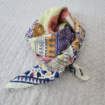 미사용 택 포함 manipuri 마니프리 스카프 실크 램프 패턴