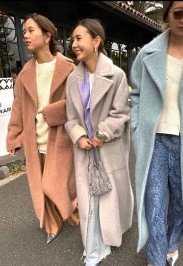 AMERI vintage 페이크 무스탕 체스터 롱 코트