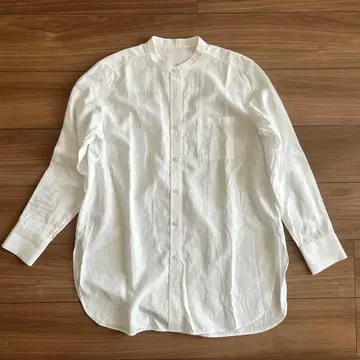 플라스테 2025 새틴 밴드 카라 롱 셔츠 화이트 S