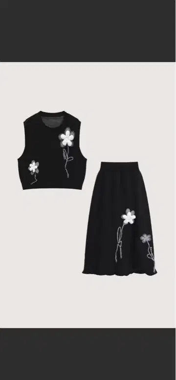 LAPOMME petit 꽃 패턴 니트 셋업 스커트만