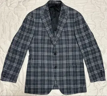 DURBAN 더반 네이비와 화이트의 체크 무늬 테일러드 자켓