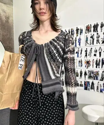 Face Hand Knit Cardigan/Gray 퍼버즈