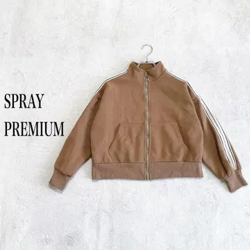 SPRY PREMIUM 브라운 풀 집업 맨투맨 소매 라인