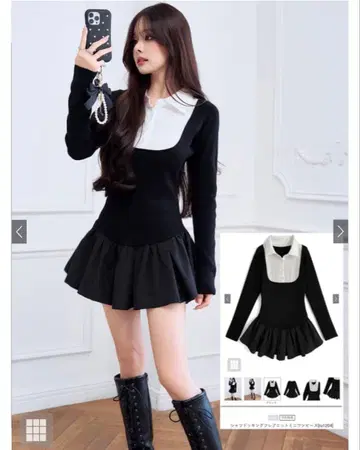 셔츠 도킹 플레어 니트 미니 원피스 [ru1204] GRL