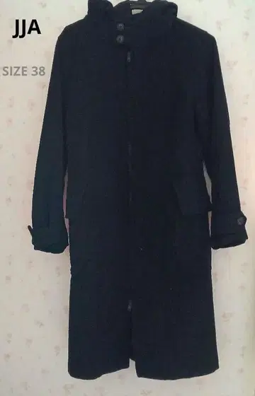 [ JJA ] 네이비 후드 부착 롱 코트