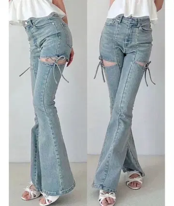 RESEXXY 컷 아웃 리본 데님 팬츠 M 사이즈