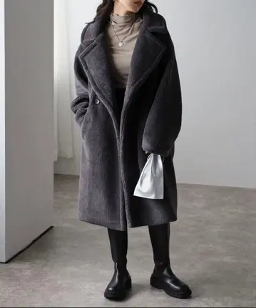 [ 새상품 ] r.테디 보아 롱 코트/차콜 그레이