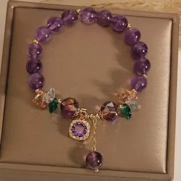 보라색 크리스탈 팔찌 앤티크풍 빈티지 스타일 성인 여성