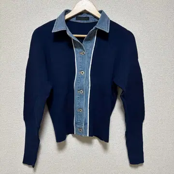[ 새상품급 ] SCOTCLUB 사이즈 9 데님 옷깃 네이비 긴팔 가디건