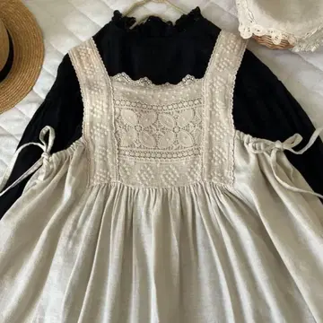 사만사 모스모스 sm2 가슴 부분 레이스*옆매듭 리본*원피스*베이지