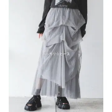 JEANASIS 그레이 튤 스커트 볼륨 봄/여름 럭셔리 모드 스타일