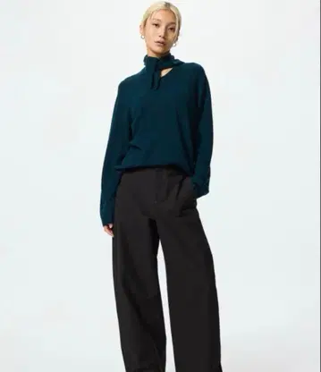 저지 배럴 레그 팬츠 블랙 S 사이즈