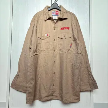 [ 즉시 배송 ] BIG BILL 빅빌 긴팔 셔츠 기업 로고 베이지 XL