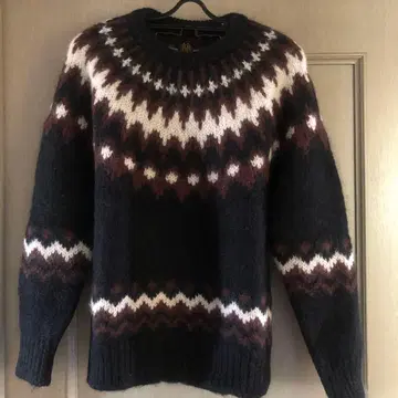 BATONER 노르딕 무늬 스웨터 수납 가방 포함