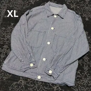 GU 스트라이프 커버올 XL 데님 자켓 귀여운 루즈핏