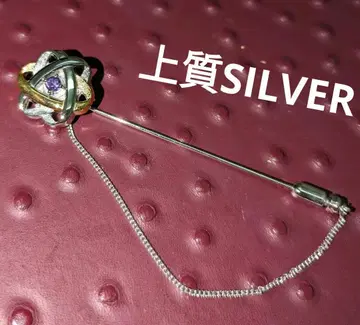 [ SILVER ] 고급 핑 브로치 자수정 실버 브로치 미사용품