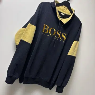 HUGO BOSS 스웨트 원단 상의 남성용 XL 사이즈 골드 자수 로고