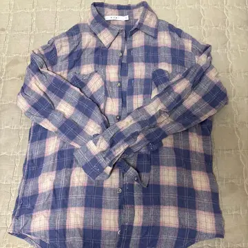 mnml 블루/핑크 체크 긴팔 셔츠 S