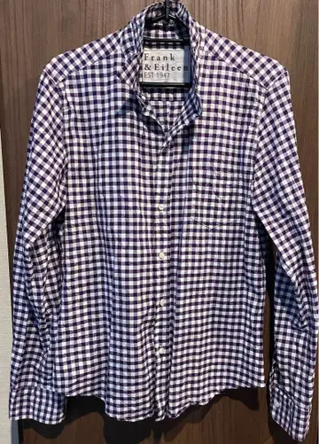Frank & Eileen 체크 긴팔 깅엄 체크 주름 가공 BARRY