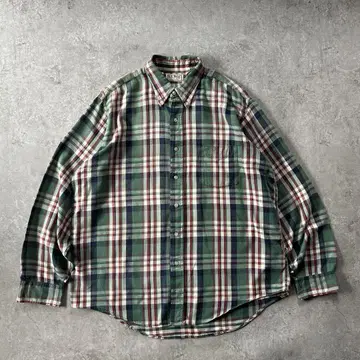 80s90s 엘엘빈 플란넬 셔츠 USA제 그린 x 레드