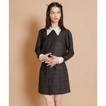 레이디 아젤 redyazel 체크 원피스 미니 기장 긴팔