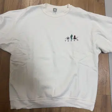 텍사스 자수 화이트 크루넥 맨투맨