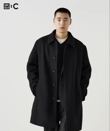 유니클로C 더블 페이스 코트 블랙 남성용