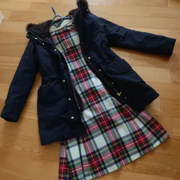 네이비 모즈 코트 M 사이즈 퍼 포함 ef-de 에프데