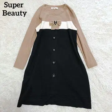 슈퍼 뷰티 원피스 니트 원피스 리본 비쥬 XL