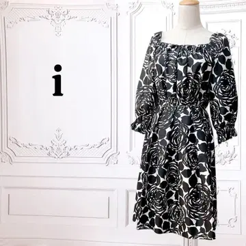 [ 아이 ] 롱 원피스 [ M ] 블랙/화이트 꽃무늬/장미 일본제 시크