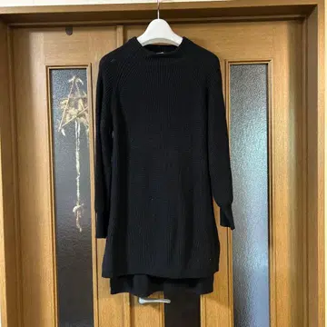 any FAM 무릎 기장 니트 원피스 블랙