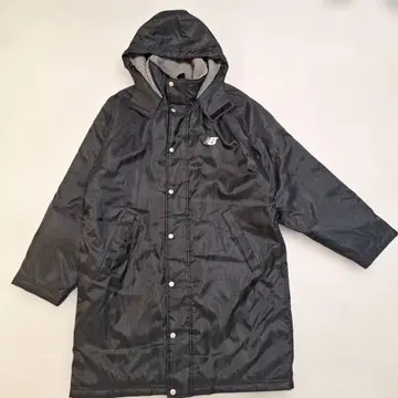 새상품급 뉴발란스 롱 벤치 코트 블랙 후드 부착 L