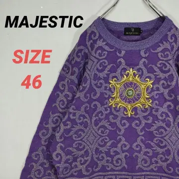 MAJESTIC 남성용 스웨터 자수 라메 올 패턴 보라색 빈티지