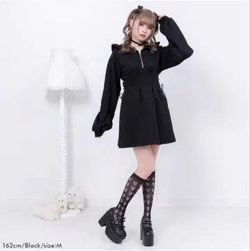 Dear My Love Rose 사이드 레이스업 맨투맨 미니 원피스 3L