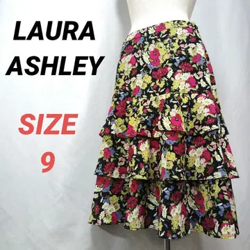 LAURA ASHLEY 로라 애슐리 꽃무늬 캉캉 스커트 플레어 블랙