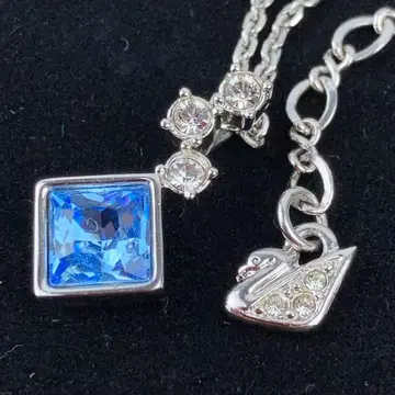 스와로브스키 목걸이 큐빅 블루스톤 스퀘어 대형