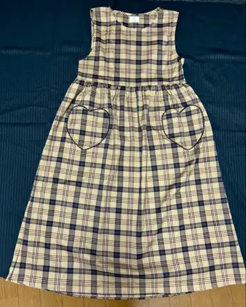 하트 포켓 원피스 체크