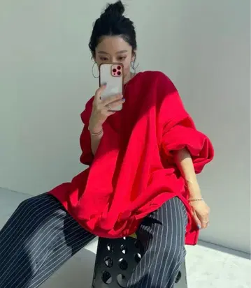 wee9s 오버 맨투맨 레드 새상품급