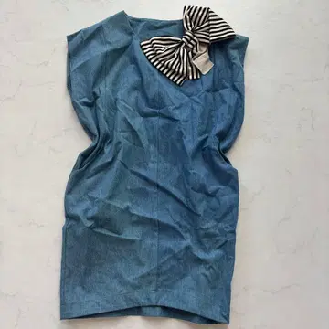 RATA 작가 데님 슬리브리스 리본 원피스 L~XL 상당 (A765)